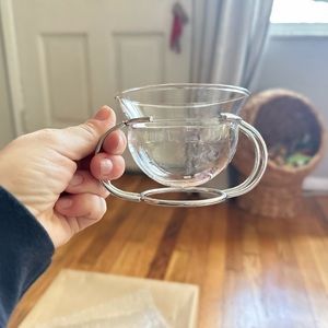 Mono Germany Glass & Stainless Modern Teacups - Set of 4!